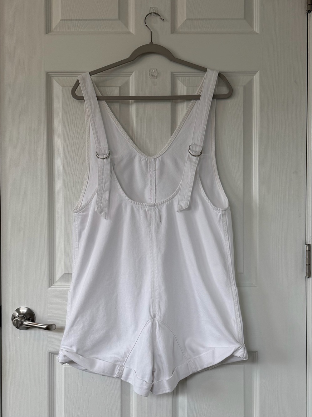 Free People High Roller Shortalls in Optic White Cotton - Picture 5 of 10